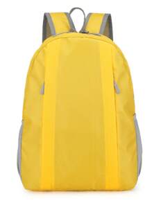 1 pieza Mochila plegable de gran capacidad de nailon unisex para niños, mochila ligera de color caramelo para senderismo al aire libre, mochila escolar con cierre de cremallera, adecuada para todas las estaciones