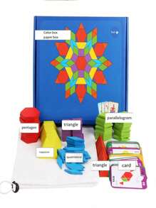 155pcs Children's Early Education Wooden Geometric Shape Puzzle Board, STEM Intelligence Educational Toy, Random Style