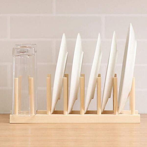 2024 DIY Locker Bamboo Drain Rack Wooden Plate Rack Dish Rack Kitchen Organizer For Plates/Cutting Boards/Plates/Cups/Pot Lid