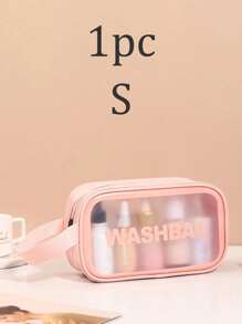 1 pièce Sac de toilette imperméable en PVC, sac de maquillage portable de grande capacité, pour le voyage, la plage, l'université, range les cosmétiques, les articles de toilette et les accessoires