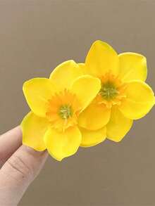 2个韩式仿真花发夹，优雅刘海夹，海边旅行摄影配饰，休闲约会发饰，防滑设计，春夏新品，女士度假穿搭，发饰，头饰，发夹 - 黃色 - 查看 8