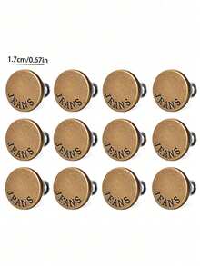 4/6/8/12 套 17 毫米裤子纽扣，宽松牛仔裤用牛仔纽扣别针，可调节牛仔裤纽扣，可重复使用且可调节的金属裤子纽扣紧器