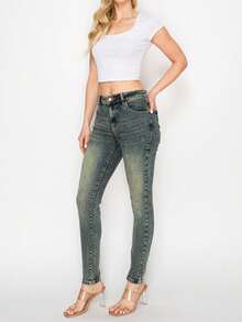 Women's Elyse Mid Rise Comfort Fit Skinny Jeans - Light Grey - View 3