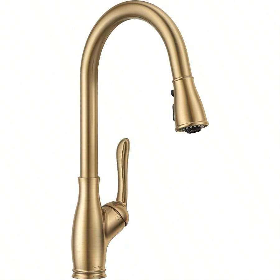 Champagne Gold Kitchen Faucet With Pull Down Sprayer Bronze Gold ...