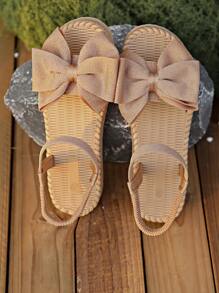 Women's Casual Bowknot Flat Sandals, Breathable Slip-On Elastic Band Beach Slip-On, Summer