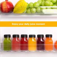 10/20 pièces Bouteilles de jus transparentes de 4 oz avec couvercles noirs anti-fuite, contenants réutilisables pour smoothies, jus, lait et boissons maison - parfaits pour le stockage au réfrigérateur