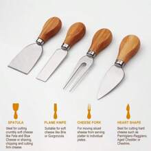 1 Set Large Cheese Board & Knife Set, 4PCS, Bamboo & Wood Cutting Board, Kitchen Cutting Board