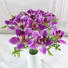 10 Sträuße mit künstlichen Outdoor-Blumen, realistische Phalaenopsis und kleine Kätzchen, lose künstliche Blumen, geeignet für die Dekoration von Innenhöfen, Gärten, Terrassen, Veranden, Wohnzimmern, Schlafzimmern, Büros, Hotels, perfekt als Muttertags-, Geburtstags-, Verlobungs- oder Brautstrauß-Geschenk, für den Innen- und Außenbereich ganzjährig dekorativ