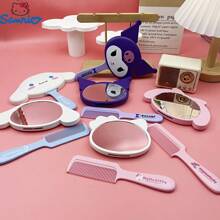 Sanrio [Cute Sanrio Hair Comb Set] Sanrio Hello Kitty & My Melody Kuromi Travel Hair Comb Set With Makeup Mirror | Cute, Compact For Home Daily Styling & Outdoor Travel Use, Ideal For Girls' Gifts, Valentine's Day, Gift For Mom And Girlfriend, Daily Use, Surprise Box Easter Gifts
