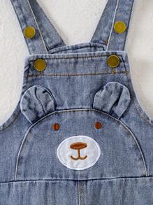 Süße Denim-Latzhosen mit Bärenstickerei für Kleinkind Jungen