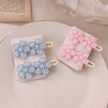 4 件粉色樱花发夹，浪漫甜美高端女孩刘海侧发饰（实际商品不包括卡片，卡片仅供摄影使用），夏季配饰，旅行 - 彩色 - 查看 2