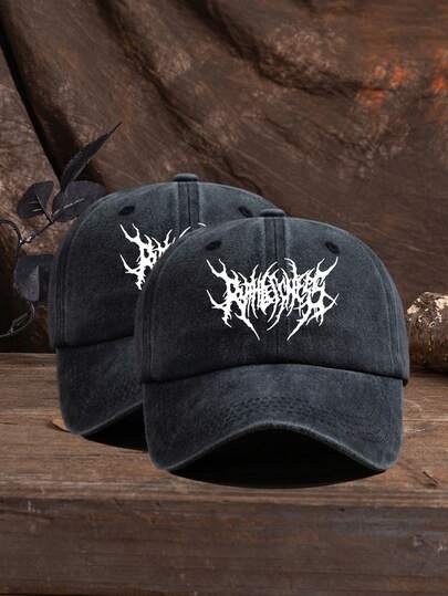 2 piezas Gorra de béisbol gris oscuro desgastada para hombre