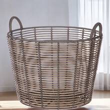 Extra Large Round Poly Rattan Storage Basket With Handles - 1 - View 1