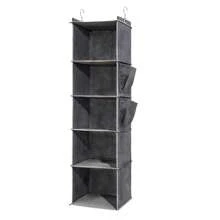 1pc Multi-Layer Wall Hanging Storage Bag, Organizer Pocket For Clothing, Accessories & Household Items, Closet Hanging Wardrobe Rack With Drawers, Grey