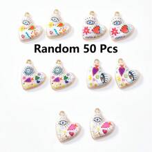 2/15 peças aleatórias multicoloridas góticas coração e mau-olhado charme, adequado para colar faça você mesmo, pulseira, brincos, chaveiro, corrente de telefone, casal presente jóias fazendo