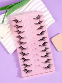 MAGEFY 10 Pairs Half Eyelash Natural Appearance False Eyelash Half Eyelash Cat Eye 17mm Wispy Eyelash Fine Strap 3D Stereoscopic False Eyelash Soft Strap C Curly Natural Eyelash False Eyelash ﻿ ﻿