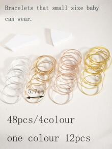 12 件闪亮优雅几何方块可叠戴手镯，适合儿童