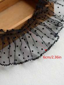 1碼白色波點網眼花邊,適用於服裝、洋裝邊緣修飾和diy手工製作 - 黑色 - 查看 10