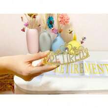 New  Retirement Party Drations Retired Tiara/Crown, Retired Sash For Women Retirement Gifts, Retirement Party Pli, Gifts, Favors (Gold) - Gold - View 2