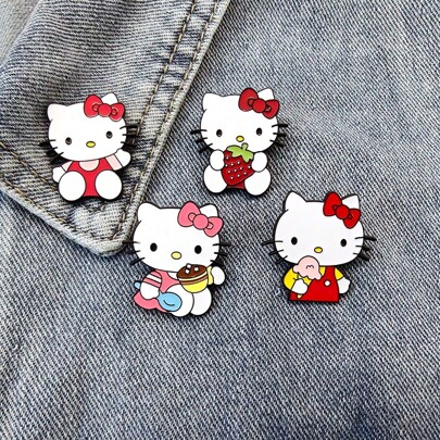 Sanrio 1 pieza Broche metálico de Hello Kitty - Anime de Sanrio, un accesorio adorable y único para ropa, mochilas, ideal para uso diario y como regalo para amigos