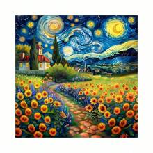 Kit di pittura di diamanti con opere d'arte di Van Gogh, comprensivo di Notte Stellata, Girasoli, Campo di Grano con Cipressi, decorazione da parete vibrante, nuovo dipinto d'arte con diamanti