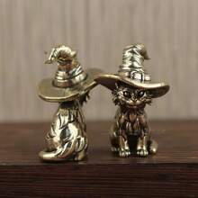 1 Stück vintage messing Hexenkatze Statue, massive miniatur Katzen Skulptur, dekorative Tierfigur, antike Kupfer Teepest, Sammlerstück, Heim- und Raumdekoration, Tisch Ornament für Wohnzimmer oder Schlafzimmer Präsentation, für Halloween
