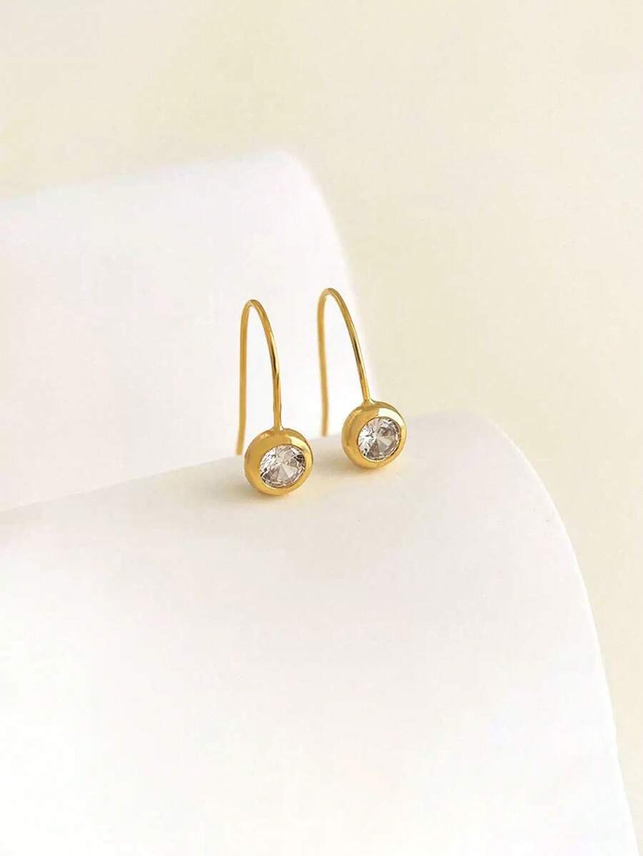 1 Pair Elegant Geometric 925 Sterling Silver Earring Hooks, Unique Charming Style For Women Daily/Work Wear - Gold - View 1