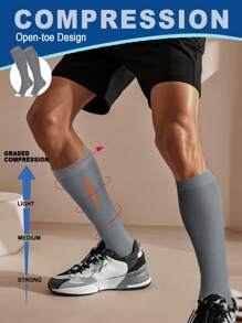 Unisex Leg 25-30 MmHg Mid Compression Knee High Socks Open Toe Elastic Calf Shaping Sport Socks