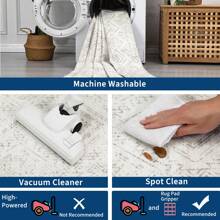 Modern Geometric Rug Low Pile Non-Shedding Rug Distressed Printed Rug Anti-Stain Non-Slip For Office Bedroom Living Room