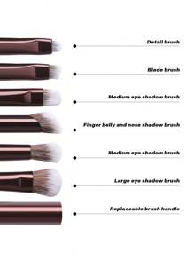 4pcs Mini Professional Makeup Brush Set, Fragrance-Free - For Foundation, Powder, Eyes And Brows - Oval Brush Head Design - Suitable For All Skin Types