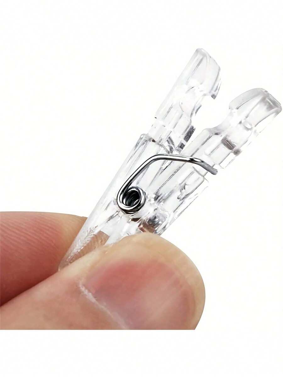 20/50/100pcs Mini Photo Clips, Transparent Spring Plastic Hanging Clip, Towel Photo Clip, Clothes Pin DIY Photo Wall Home Decoration - Transparent - View 1
