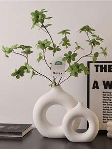 INS Stil Plastik Blumenvase Dekoration, hochwertige Donut Form für Wohnzimmer, Blumenarrangements, Heimdekoration, ideal als Geschenk zum Muttertag, Lehrertag, Glasvase für Raumdekoration