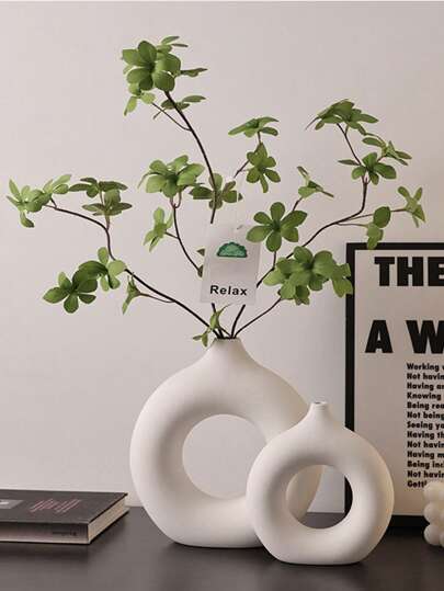 INS Stil Plastik Blumenvase Dekoration, hochwertige Donut Form für Wohnzimmer, Blumenarrangements, Heimdekoration, ideal als Geschenk zum Muttertag, Lehrertag, Glasvase für Raumdekoration