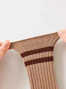 4 pares de calcetines sobre la rodilla a rayas para niños y jóvenes, nuevos calcetines deportivos estilo coreano para niñas, versátiles calcetines de tubo alto aptos para primavera, otoño y vuelta al colegio