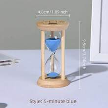 Temporizador de reloj de arena de madera para niños, decoración de escritorio para el hogar, sala de estar, regalo de cumpleaños, reloj de arena portátil, 3/5/10/15/30 minutos, 1 Uds. - 5 Min-Azul - Ver 3