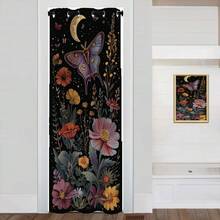 Local Warehouse, Curtains -Moth Butterfly Door Curtain For Doorway, Mushroom Moon Phase Boho Flowers Closet Door Cover Curtain For Bedroom Living Room Closet Door, 1 Panel 34" W X 80" L - 蝴蝶_a43 - 查看 1