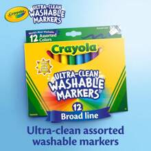 Broad Line Markers (12 Count), Washable Markers Kids, Assorted, Back To School Essentials, Teacher Classrooms Must Have, School Supplies, 3+