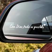 Spanish Car Rearview Mirror StickersCon Dios Todo Es Posible Mirror Decal For Car,Waterproof Christian Car Accessories For Bottle Laptop Window Sticker Suitable For Car Rearview Mirror, Water Cup - one-size - View 9
