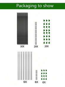 9/18/30pcs Black Fiberglass Gardening Plant Protector Set - Anti-Bird Animal Insect Net Arch Bracket - Durable Weather-Resistant Greenhouse Shield For Flowers Vegetables Flower And Vegetable Support, Greenhouse Bird And Animal Protection Support Set, Fiber Rod Insect Net Arch Sets - Multicolor - View 18