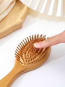 女士粗竹梳子、生发竹梳子、头皮按摩梳子、梳子清洁工具 - 彩色 - 查看 6