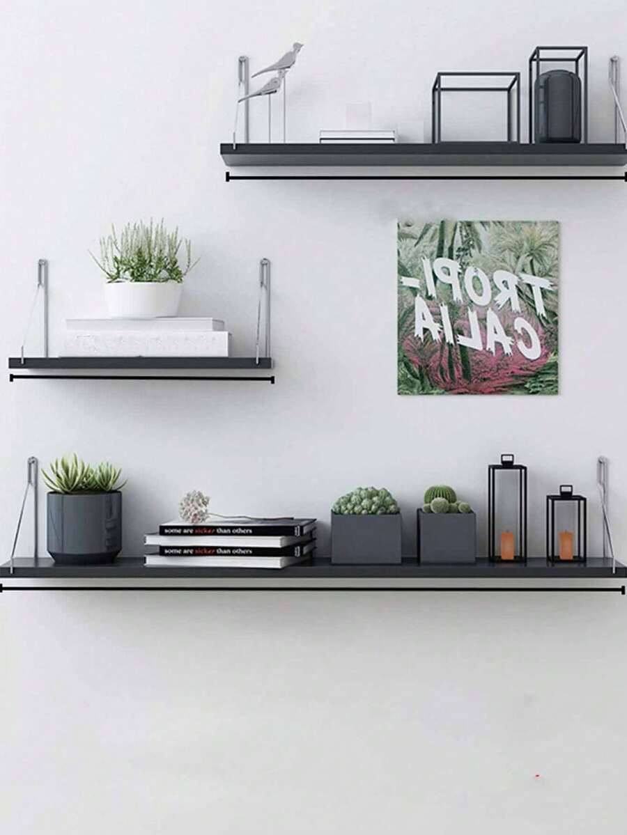 1 件壁挂式搁架，免钻孔壁架，有小/中/大尺寸可选，适用于客厅、卧室、书架、电视背景、壁挂式储物架（含挂钩）