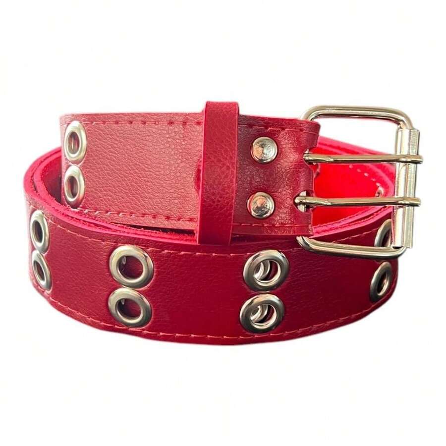 Women's Unisex Punk Rock Double Pin Belt - Wendy - 紅色 - 查看 1
