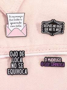 4 件创意西班牙语短语珐琅别针可爱卡通搞笑语录胸针背包衣服翻领徽章珠宝礼物送给朋友