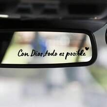 Spanish Car Rearview Mirror StickersCon Dios Todo Es Posible Mirror Decal For Car,Waterproof Christian Car Accessories For Bottle Laptop Window Sticker Suitable For Car Rearview Mirror, Water Cup - one-size - View 8