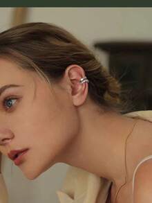 2 件/套非穿孔时尚/独特铜方晶锆石夹式耳环，适合大学、商务、派对、夜总会、度假、日常佩戴（厂家直销） - 金黃色 - 查看 7