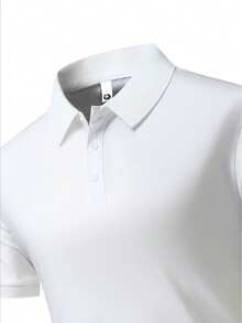 Áo thun polo màu trơn thoáng khí cho nam, mùa hè, thường ngày & công sở - trắng - Xem 4