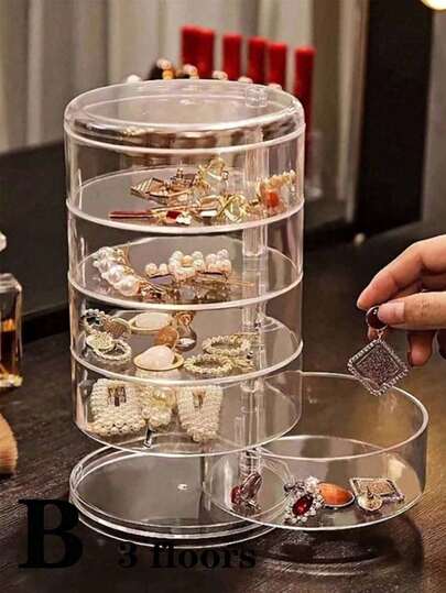 Joyero giratorio de 5 niveles de 360 grados, organizador de maquillaje de gran capacidad, estantería de almacenamiento multifuncional, soporte de exhibición, bandeja, gabinete, portador para dormitorio, baño, cosméticos, joyas, perfumes, paletas de sombras de ojos, brochas y talla grande