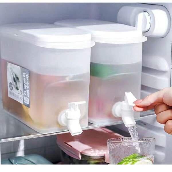 Dispensador de agua de 3,5 L, dispensador de agua con grifo, refrigerador, dispensador de agua con grifo, refrigerador dispensador de bebidas, de gran capacidad, dispensador de bebidas de plástico, rellenable
