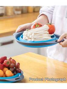 1 件可折叠滤网篮，大号/小号，方便家用工具，适用于厨房和餐厅蔬菜水果清洁，快速排水 - 彩色 - 查看 8