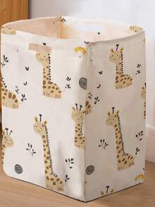 1 pieza Cesta de almacenamiento plegable de gran capacidad con diseño de zorro lindo y asa, cesta de almacenamiento multiusos para guardería, pañales de bebé, ropa, juguetes y organización de varios